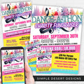 all in one danceathon fundraiser flyer ticket template and social media bundle
